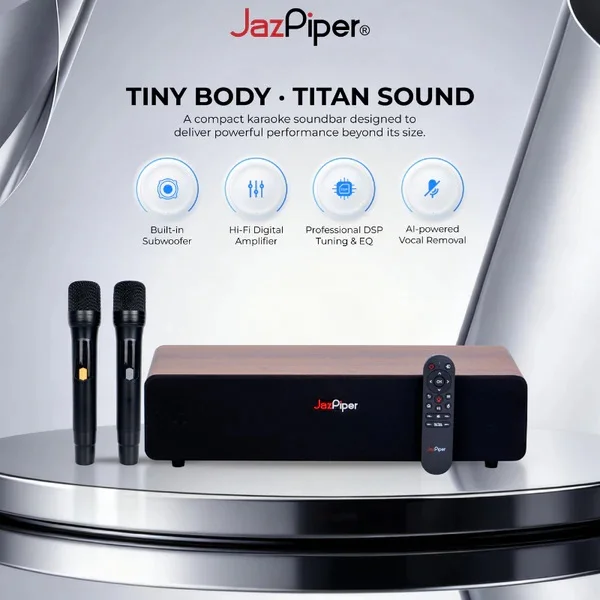 JazPiper GO Wireless Bluetooth Desktop Speaker & Network Streaming Karaoke System