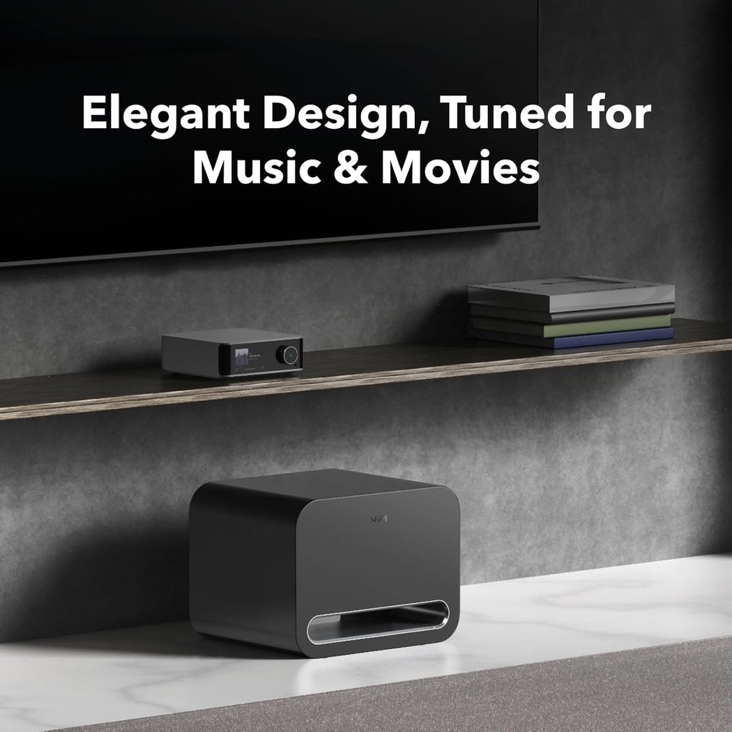 WiiM Sub Pro Studio Monitoring Wireless Bluetooth/WiFi Network Powered Subwoofer- Black