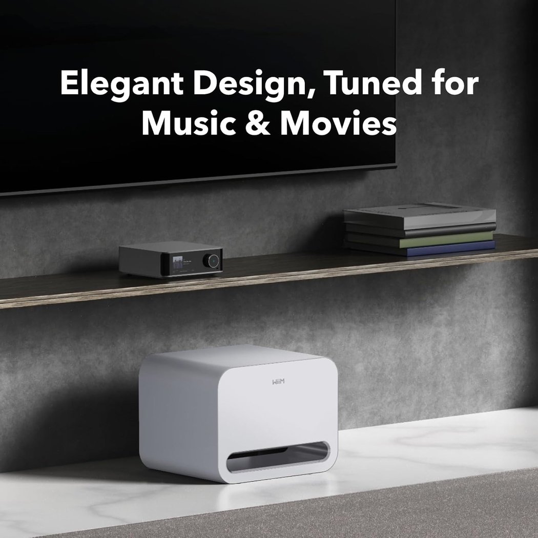 WiiM Sub Pro Studio Monitoring Wireless Bluetooth/WiFi Network Powered Subwoofer- White