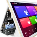 JazPiper K-ONE All-In-One 21.5” Touchscreen Network Streaming Karaoke System with 8” Speakers & Dual Handheld Microphones