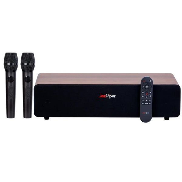JazPiper GO Wireless Bluetooth Desktop Speaker & Network Streaming Karaoke System w/ Dual Mics (with HDMI & Subwoofer Built-In)