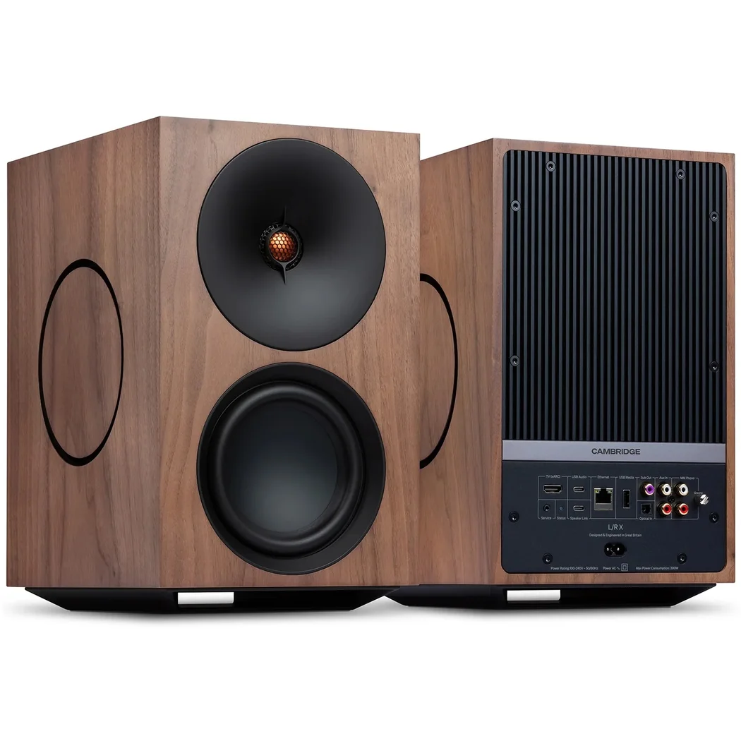 Cambridge Audio L/R X Wireless Bluetooth Desktop Bookshelf Speakers - Walnut