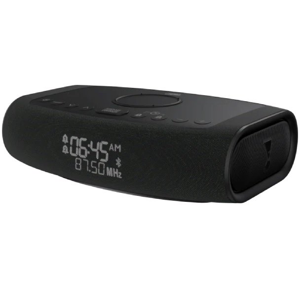 JBL Rise Wireless Bluetooth Desktop Speaker, Alarm Clock with FM Radio