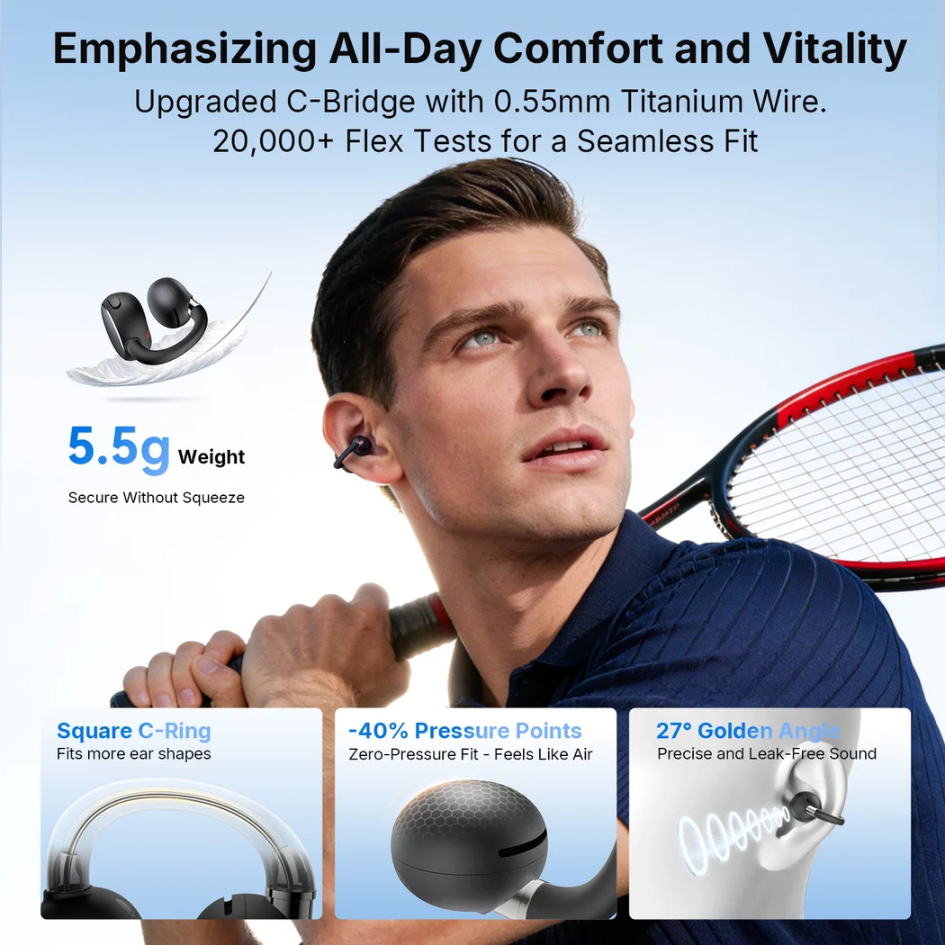 EarFun Clip 2 True Wireless Bluetooth Air Conduction Open-Ear Earphone Microphone Black