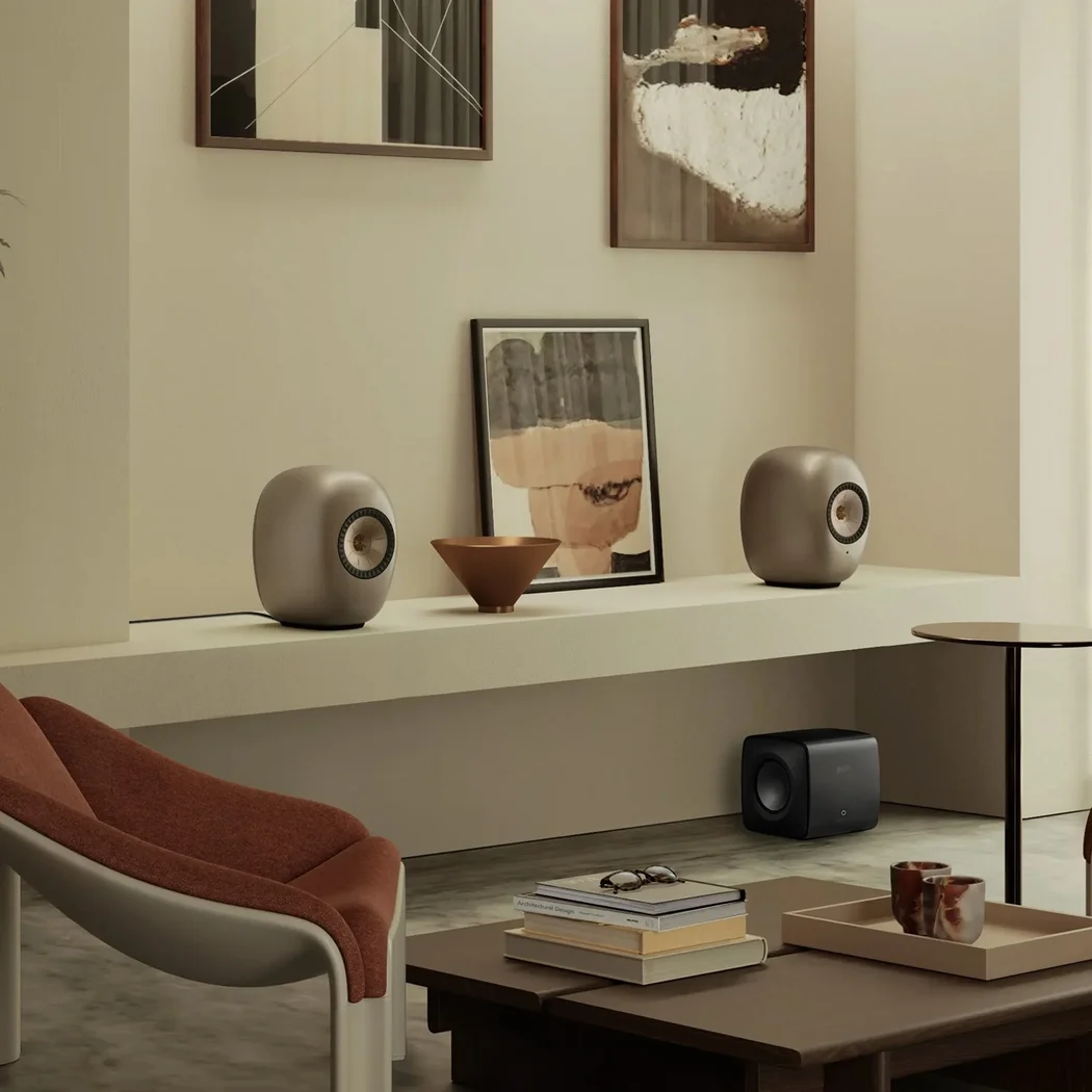 KEF LS LUXE Wireless Bluetooth WiFi Network Desktop Bookshelf Speakers HDMI eARC Dusk Titanium
