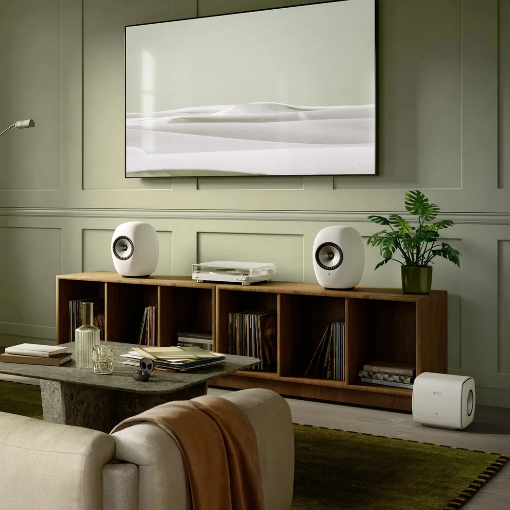 KEF LS LUXE Wireless Bluetooth WiFi Network Desktop Bookshelf Speakers HDMI eARC Mineral White