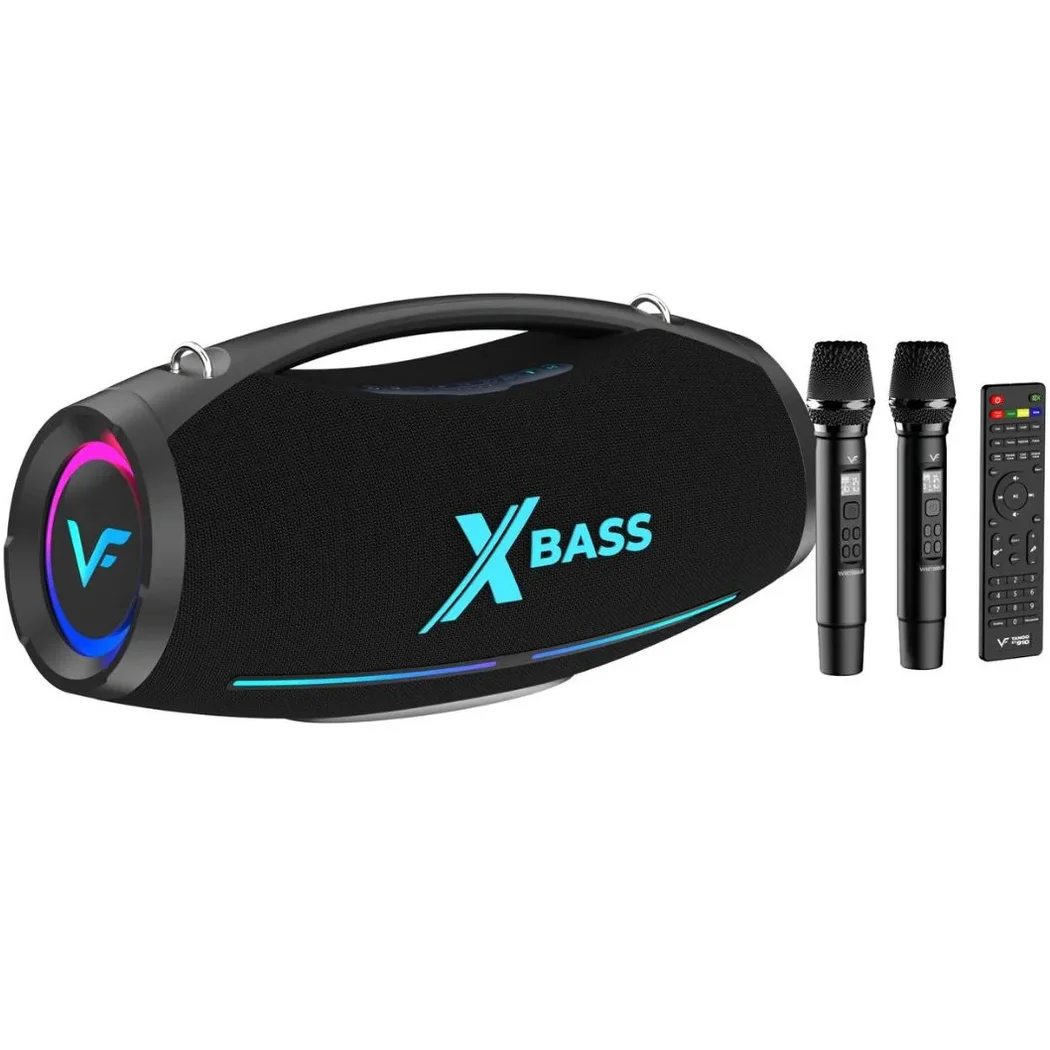 Vinnfier Tango XT710 X-Bass Wireless Bluetooth Portable Speaker with Dual Wireless Handheld Microphones