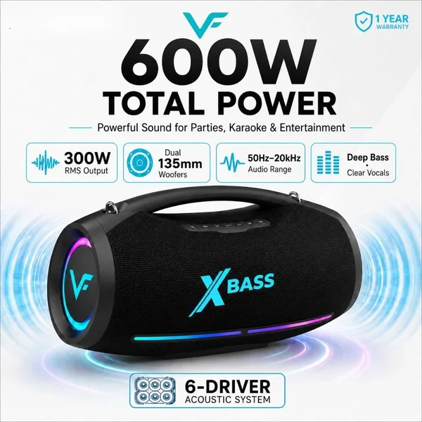Vinnfier Tango XT910 Wireless Bluetooth Portable Speaker with Dual Wireless Handheld Microphones