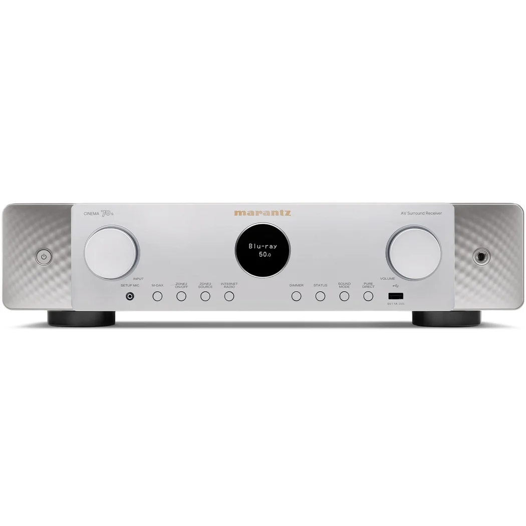 Marantz CINEMA 70 7.2 Channel 8K Hi-Fi Network AV Receiver (with Dolby Atmos, DTS:X) - Silver/Gold