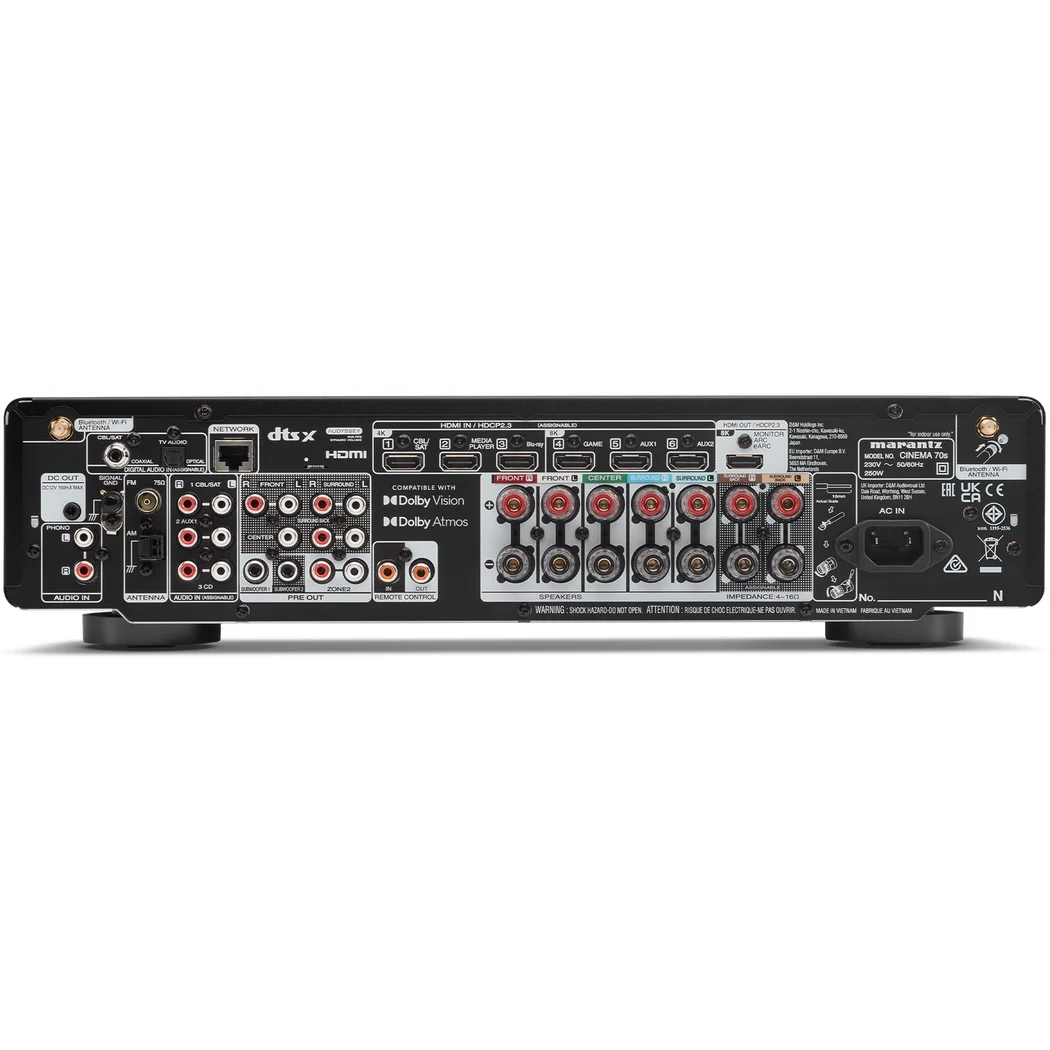 Marantz CINEMA 70 7.2 Channel 8K Hi-Fi Network AV Receiver (with Dolby Atmos, DTS:X) - Silver/Gold