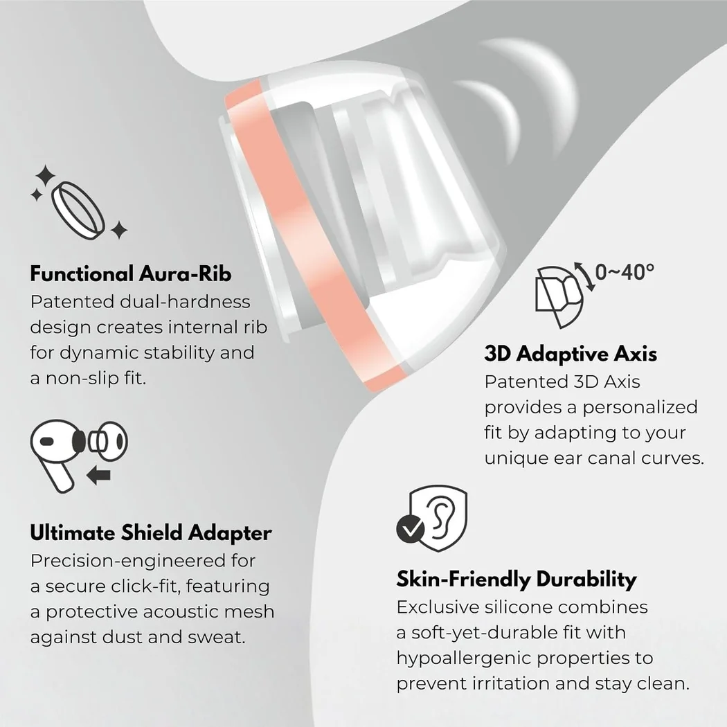 SpinFit AuraFine Silicone Eartips for Apple AirPods Pro 3