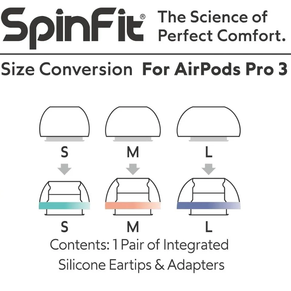 SpinFit AuraFine Silicone Eartips for Apple AirPods Pro 3