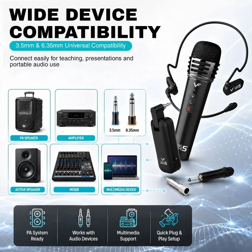 Vinnfier Tango Air 5 Wireless Handheld & Wearable Headset Microphones Set