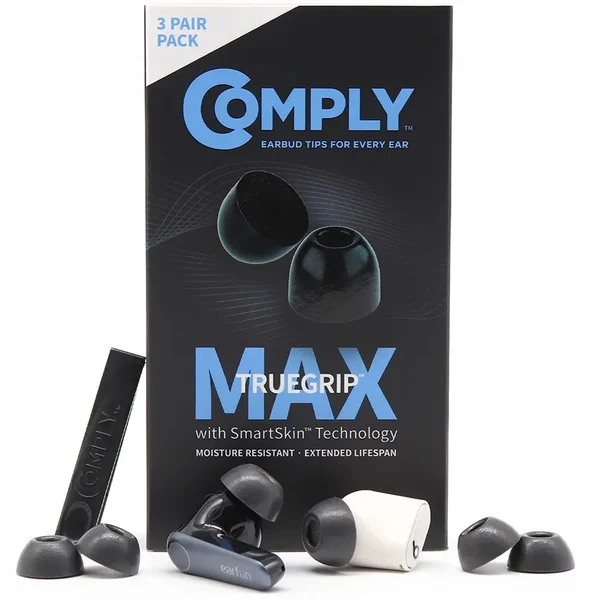 Comply TrueGrip MAX TW-300-B Foam Eartips (for True Wireless e.g. Anker Soundcore, Beats, EarFun, Marshall, Nothing Ear, etc.)