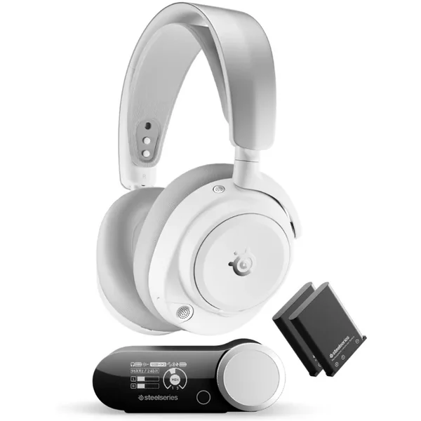 SteelSeries Arctis Nova Pro Omni Wireless Bluetooth+2.4GHz Multi-Platform Noise-Cancelling Over-Ear Gaming Headset - White