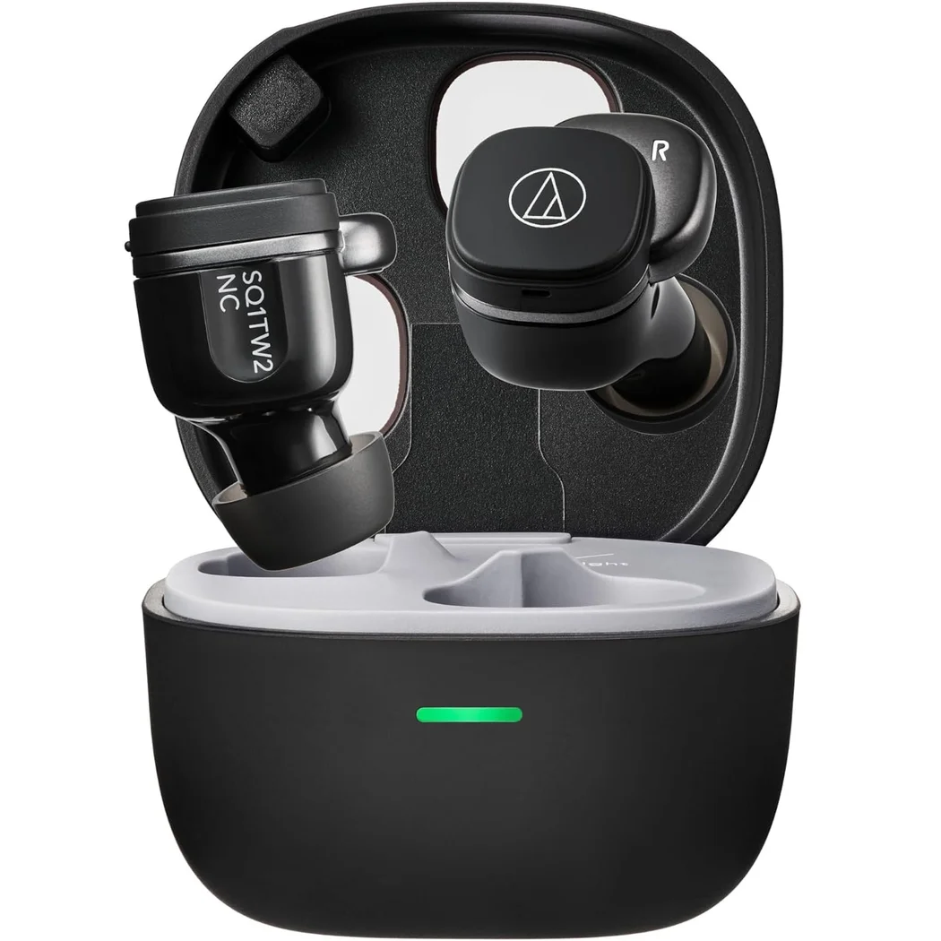 Audio-Technica ATH-SQ1TW2NC True Wireless Bluetooth Noise-Cancelling In-Ear Earphone with Mic - Black