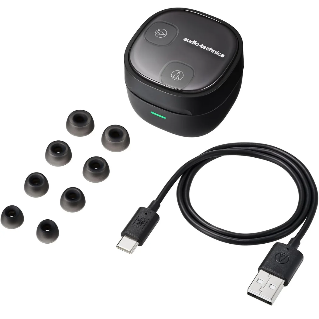 Audio-Technica ATH-SQ1TW2NC True Wireless Bluetooth Noise-Cancelling In-Ear Earphone with Mic - Black