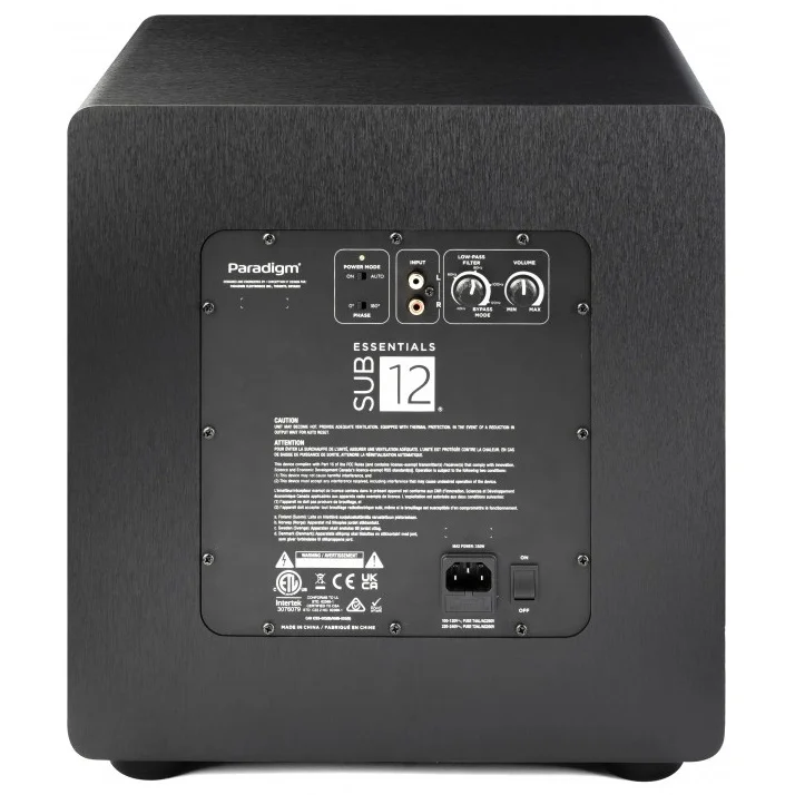 Paradigm Essentials Sub 12 Sealed 12-inch (12") Powered Subwoofer - Brushed Black Vinyl