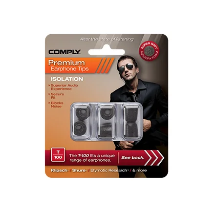 Comply T-100 Isolation Foam Eartips (3-Pairs) - Black