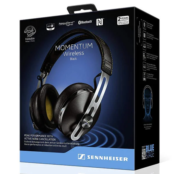 Sennheiser MOMENTUM Around-Ear (M2 AEBT) Wireless Bluetooth Noise-Cancelling Over-the-Ear Headphone with Mic - Black