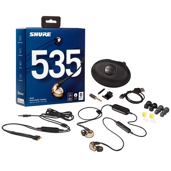 Shure SE535 3-Driver Wired/Wireless Bluetooth In-Ear Earphone with Mic - Metallic Bronze