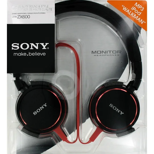 Sony MDR-ZX600 On-Ear Headphone - Red