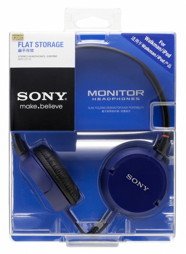 Sony MDR-ZX100 On-Ear Headphone - Blue Sony MDR-ZX100 On-Ear Headphone - Blue