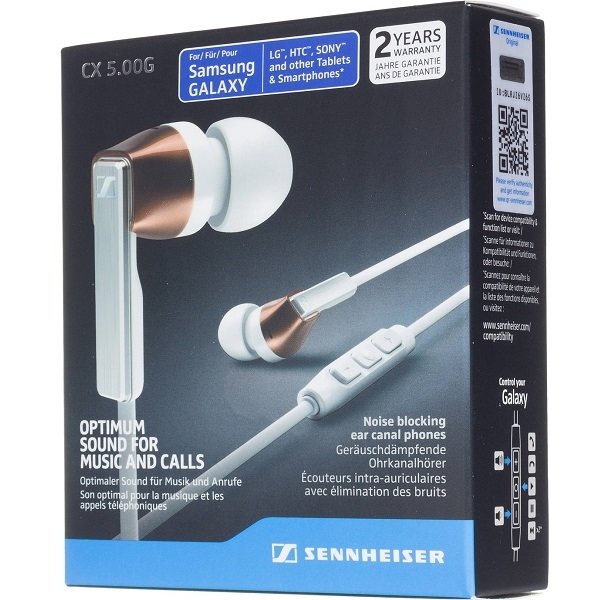 Sennheiser CX 5.00i Earbuds Stereo shipping Headphones with Integrated Micphone - White