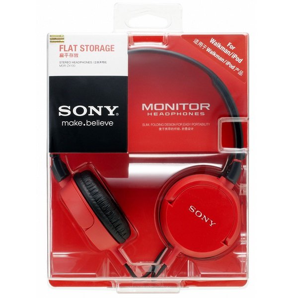Sony MDR-ZX100 On-Ear Headphone - Red Sony MDR-ZX100 On-Ear Headphone - Red