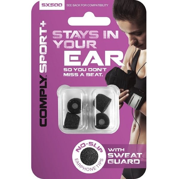 Comply Sx-500 Sport Pro Foam Eartips with WaxGuard (2-Pairs) - Black