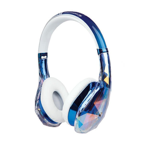 Monster Diamond Tears Edge On-Ear Headphone with Mic - Clear Blue