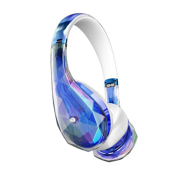 Monster Diamond Tears Edge On-Ear Headphone with Mic - Clear Blue