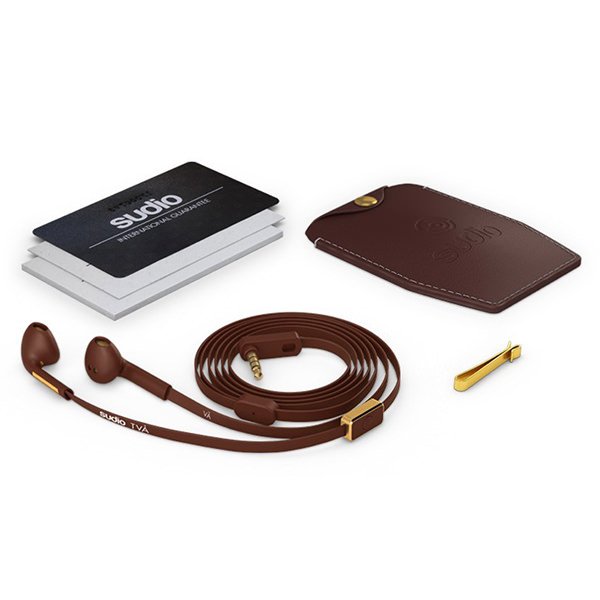 Sudio TVÅ On-Ear Earbud with Mic - Brown Sudio TVÅ On-Ear Earbud with Mic - Brown