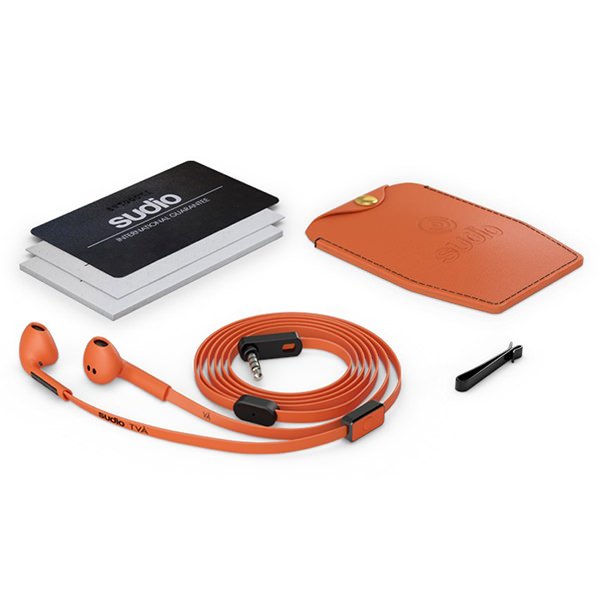 Sudio TVÅ On-Ear Earbud with Mic - Orange