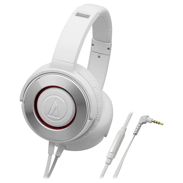 Audio-Technica ATH-WS550iS Solid Bass Over-Ear Headphone with Mic - White