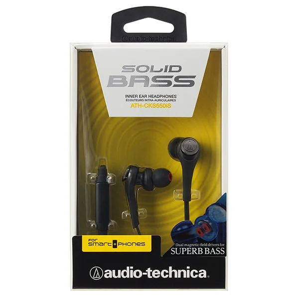 Audio-Technica ATH-CKS550iS Solid Bass In-Ear Earphone with Mic - Black