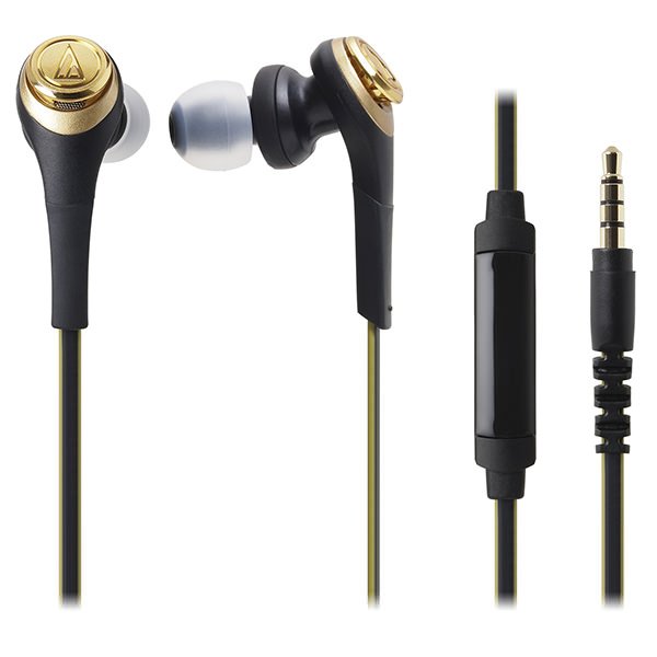 Audio-Technica ATH-CKS550iS Solid Bass In-Ear Earphone with Mic - Black Gold Audio-Technica ATH-CKS550iS Solid Bass In-Ear Earphone with Mic - Black Gold