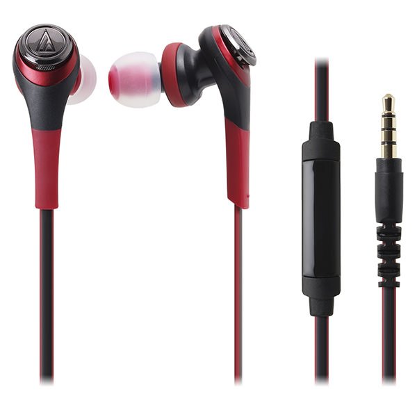 Audio-Technica ATH-CKS550iS Solid Bass In-Ear Earphone with Mic - Red