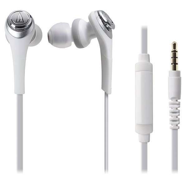 Audio-Technica ATH-CKS550iS Solid Bass In-Ear Earphone with Mic - White Audio-Technica ATH-CKS550iS Solid Bass In-Ear Earphone with Mic - White