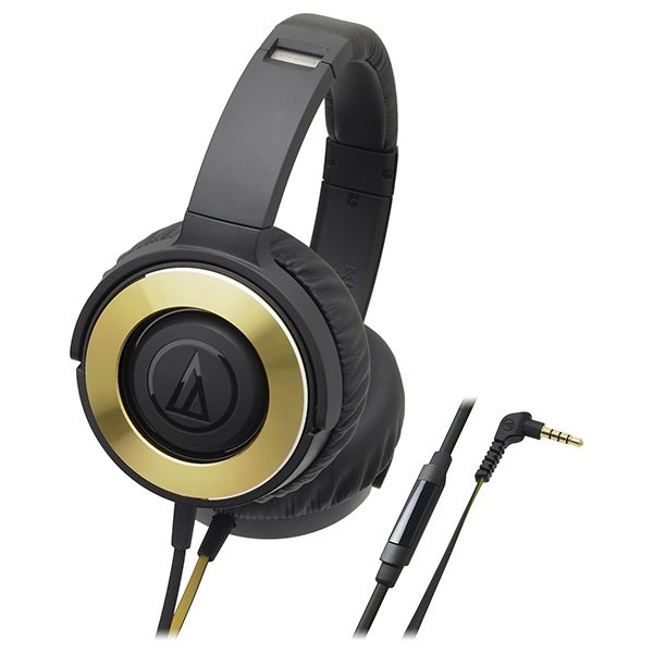 Audio-Technica ATH-WS550iS Solid Bass Over-Ear Headphone with Mic - Black Gold Audio-Technica ATH-WS550iS Solid Bass Over-Ear Headphone with Mic - Black Gold