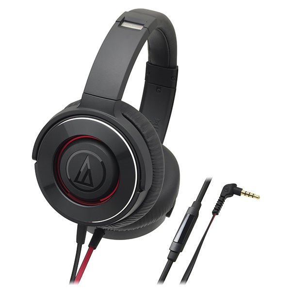 Audio-Technica ATH-WS550iS Solid Bass Over-Ear Headphone with Mic - Black Red Audio-Technica ATH-WS550iS Solid Bass Over-Ear Headphone with Mic - Black Red