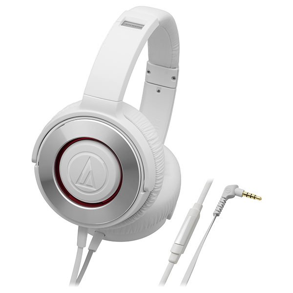 Audio-Technica ATH-WS550iS Solid Bass Over-Ear Headphone with Mic - White