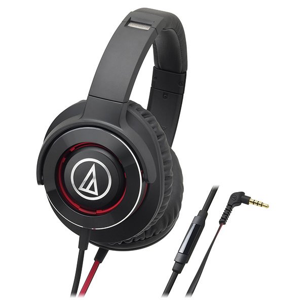 Audio-Technica ATH-WS770iS Solid Bass Over-Ear Headphone with Mic - Black Red Audio-Technica ATH-WS770iS Solid Bass Over-Ear Headphone with Mic - Black Red