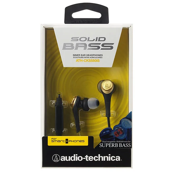 Audio-Technica ATH-CKS550iS Solid Bass In-Ear Earphone with Mic - Black Gold