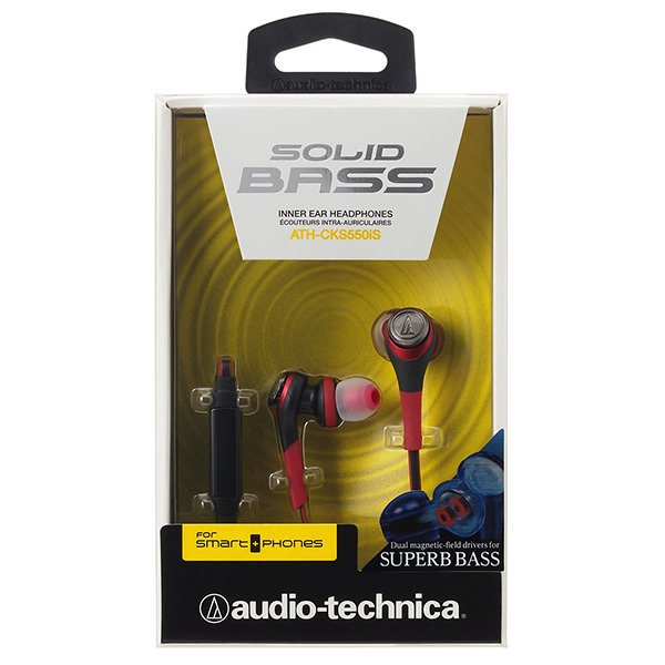Audio-Technica ATH-CKS550iS Solid Bass In-Ear Earphone with Mic - Red