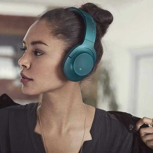 Sony MDR-100ABN Wireless Bluetooth Over-the-Ear Headphone with Mic - Viridian Blue