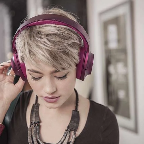 Sony MDR-100ABN Wireless Bluetooth Over-the-Ear Headphone with Mic - Bordeaux Pink