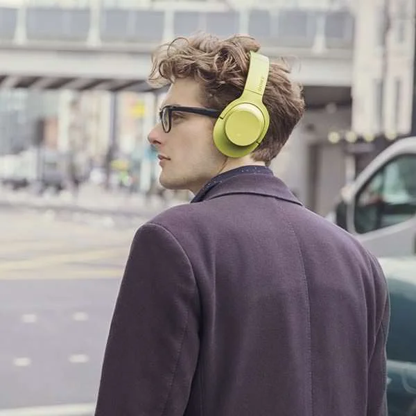 Sony MDR-100ABN Wireless Bluetooth Over-the-Ear Headphone with Mic - Lime Yellow