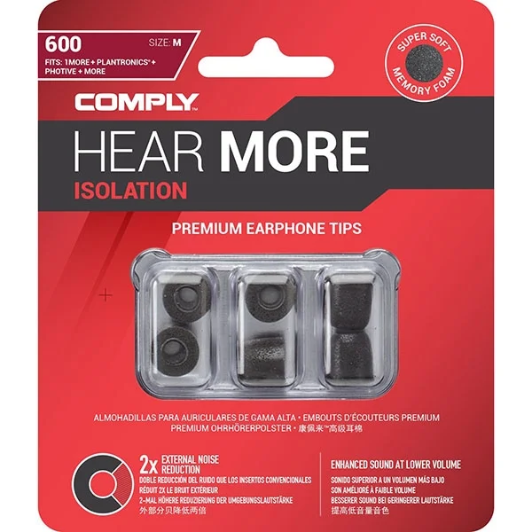 Comply T-600 Isolation Foam Eartips (3-Pairs) - Black