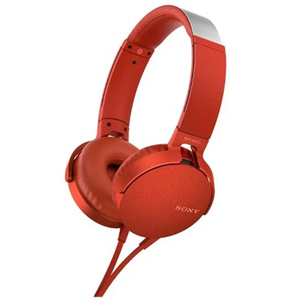 Sony MDR-XB550AP On-Ear Headphone with Mic - Red
